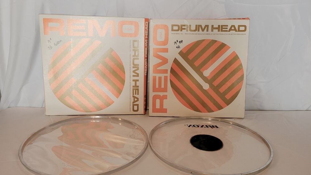 Remo 14" Drum Heads Lot of 2 Vintage Clear Tom Batter Resonant Heads w/ Boxes